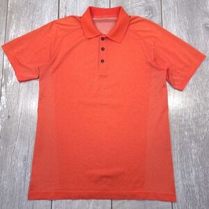 Lululemon Metal Vent Tech Polo Mens Size M Orange Short Sleeve Golf Athletic